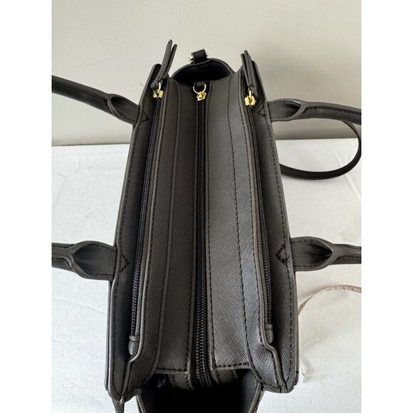 Liz Claiborne Crossbody Bag Top Handle Purse Mocha Brown Geo Print Medium Sized - Picture 8 of 16